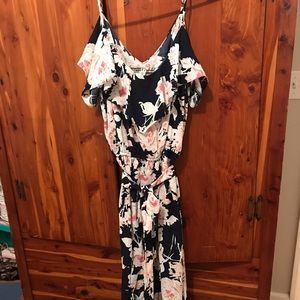 Navy and pink floral dress
